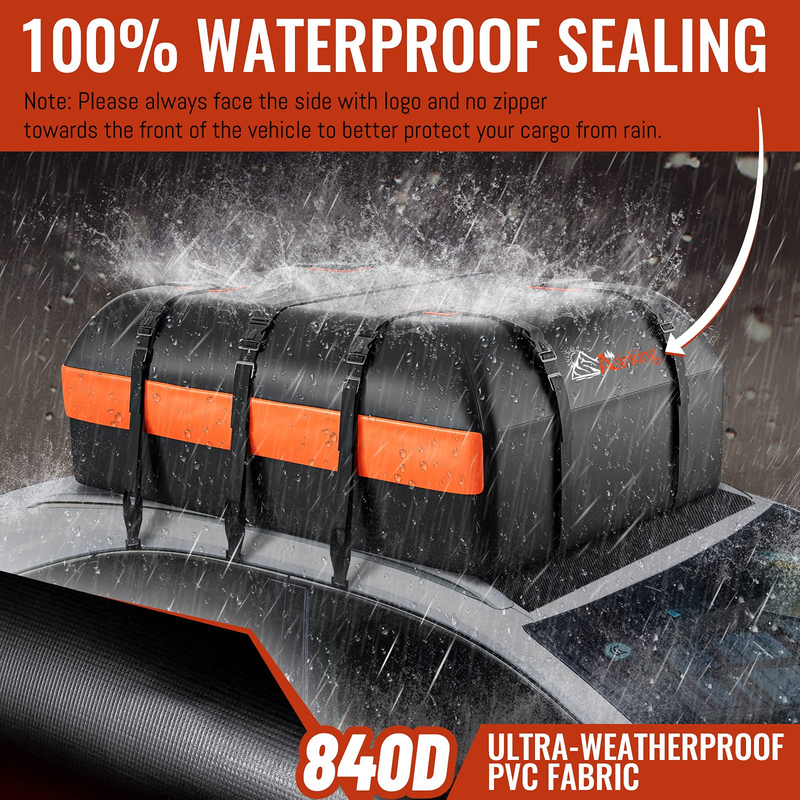 Asinking 21 Cubic Feet Waterproof Car Roof Bag
